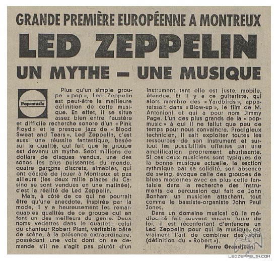 Led Zeppelin/ Intimidator/ Montreux 1970 - 洋楽